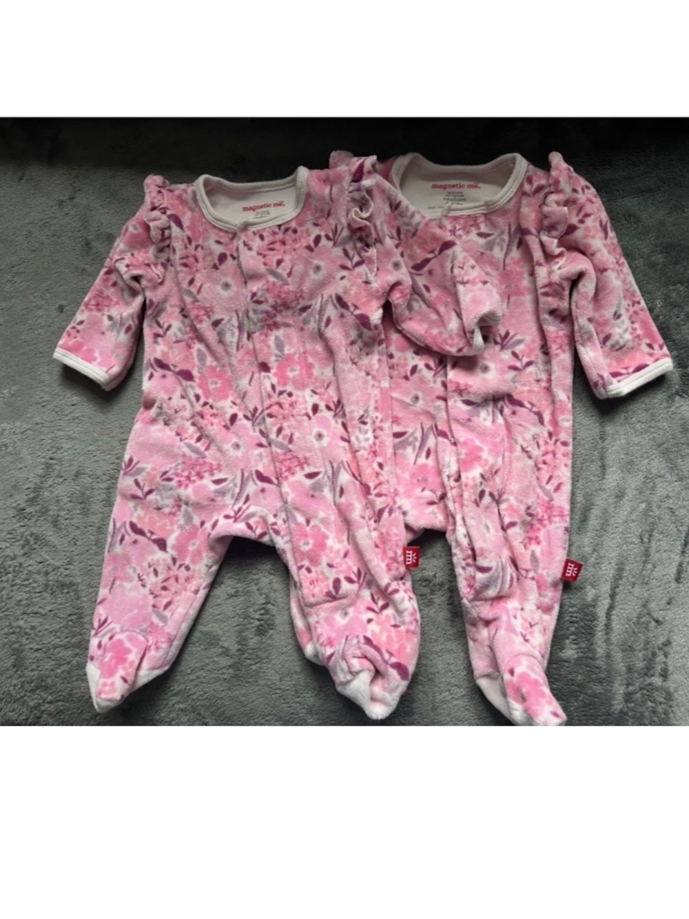 Pair of Magnetic Me Chloe Velour Newborn Sleepers